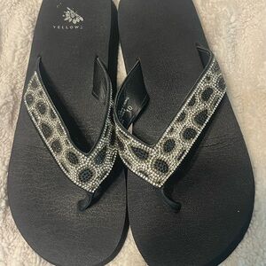 Yellow Box Black and Silver Embellished Sandals